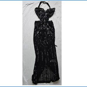 Dress, Queen Mania, S, Black Beaded, see through